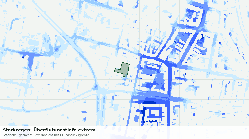 Statische Kartenansicht: Starkregen: Überflutungstiefe extrem