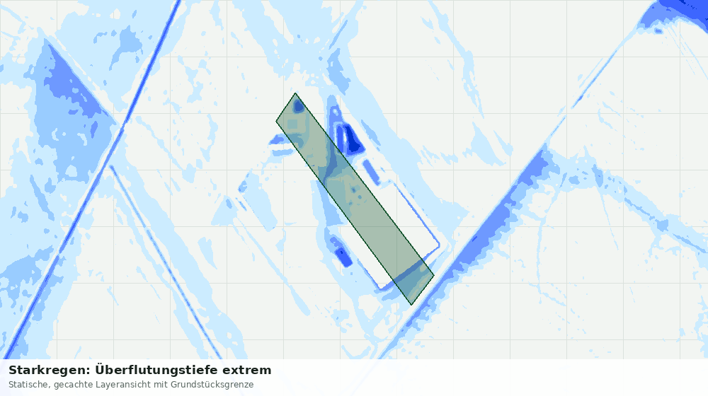 Statische Kartenansicht: Starkregen: Überflutungstiefe extrem