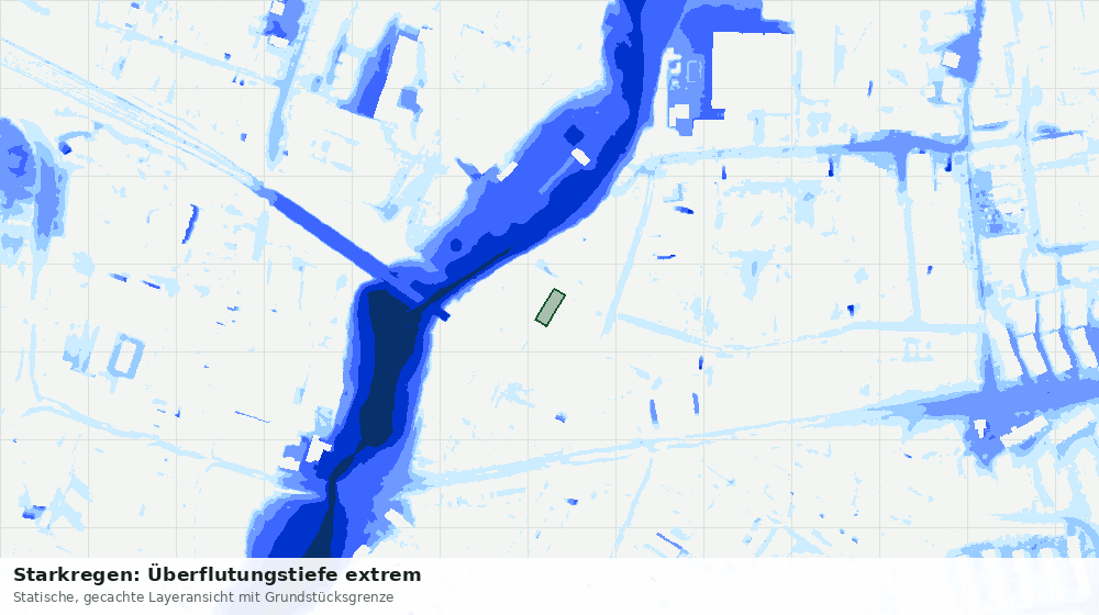 Statische Kartenansicht: Starkregen: Überflutungstiefe extrem
