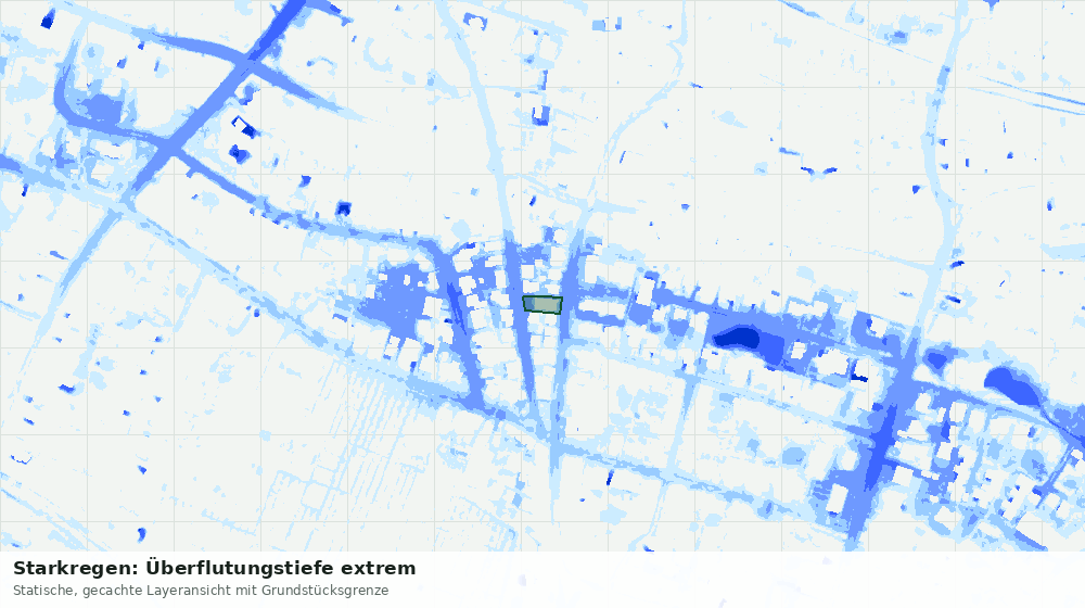 Statische Kartenansicht: Starkregen: Überflutungstiefe extrem