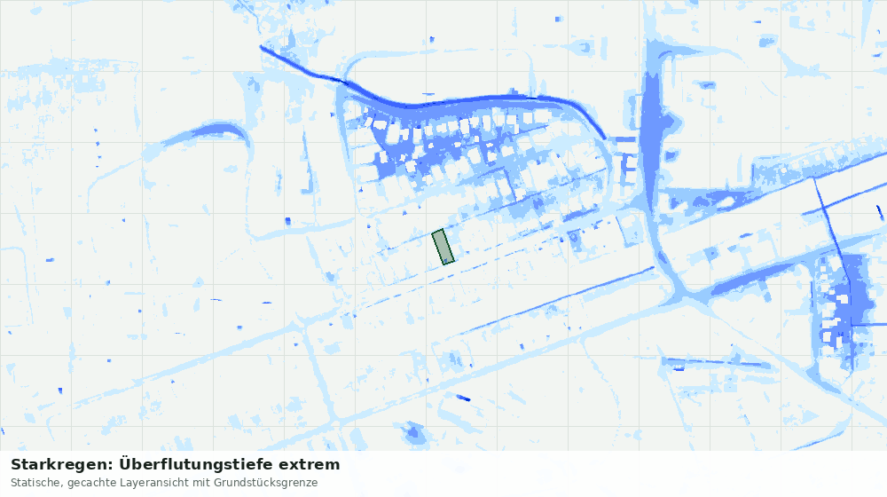Statische Kartenansicht: Starkregen: Überflutungstiefe extrem