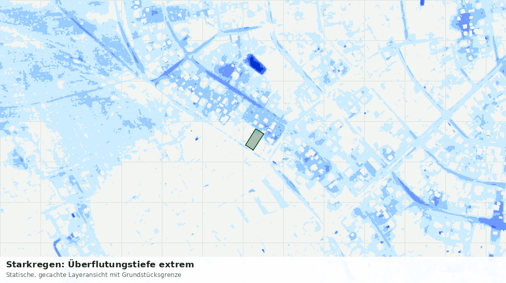 Statische Kartenansicht: Starkregen: Überflutungstiefe extrem