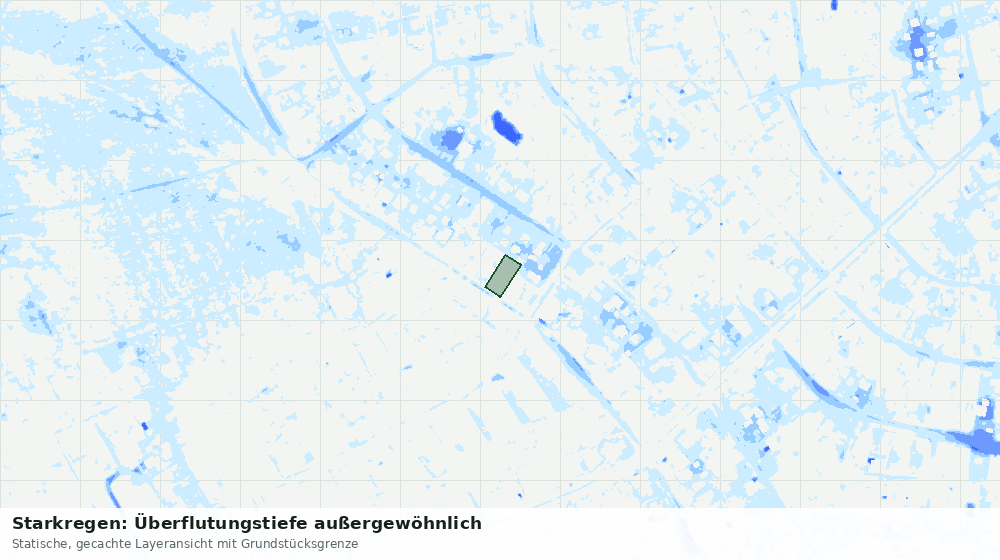 Statische Kartenansicht: Starkregen: Überflutungstiefe außergewöhnlich