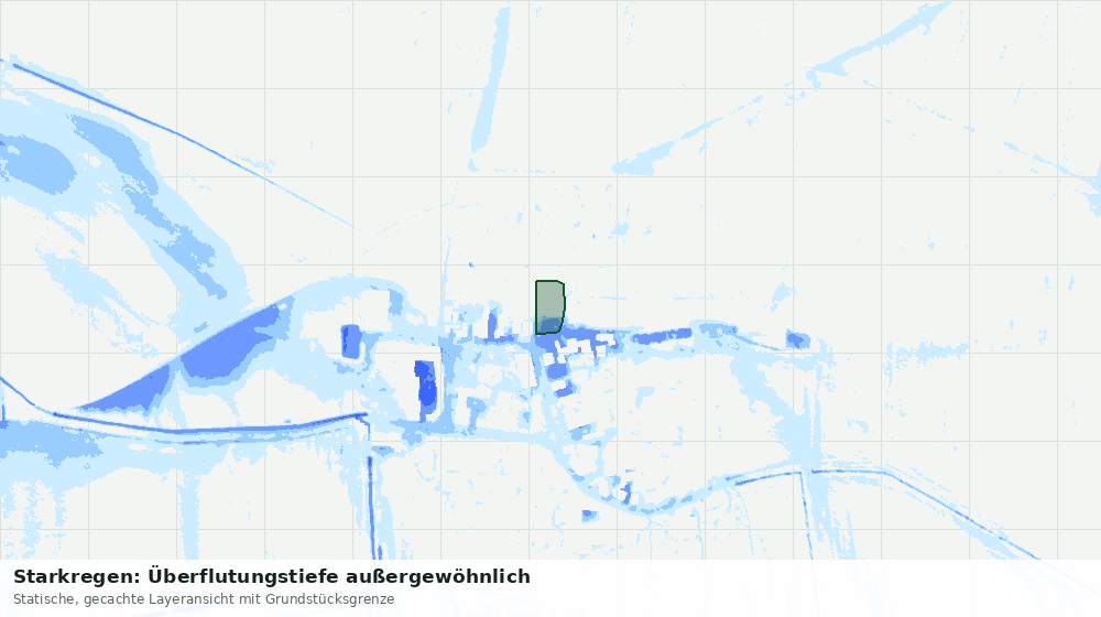 Statische Kartenansicht: Starkregen: Überflutungstiefe außergewöhnlich