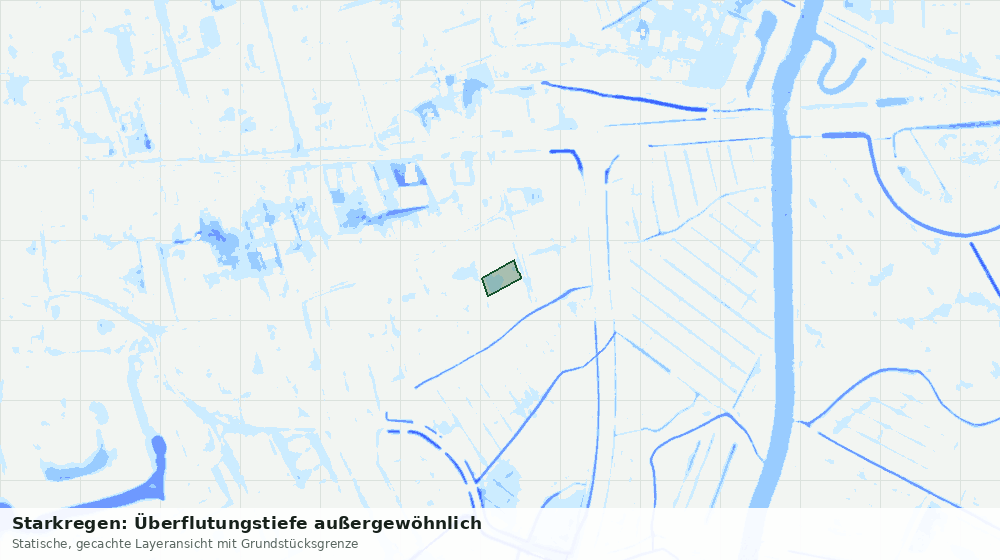 Statische Kartenansicht: Starkregen: Überflutungstiefe außergewöhnlich