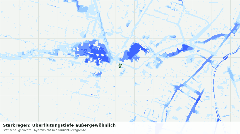Statische Kartenansicht: Starkregen: Überflutungstiefe außergewöhnlich