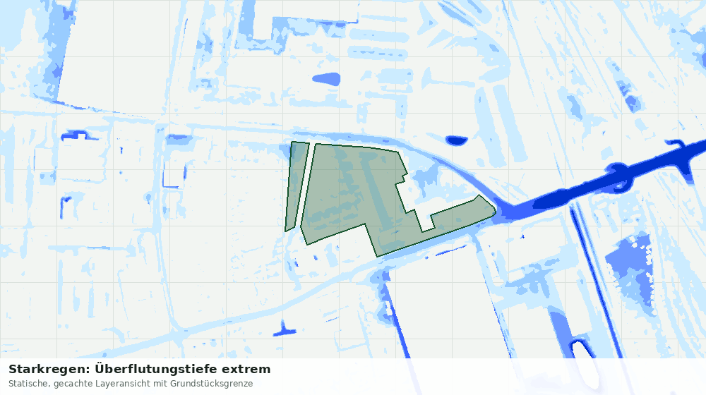 Statische Kartenansicht: Starkregen: Überflutungstiefe extrem