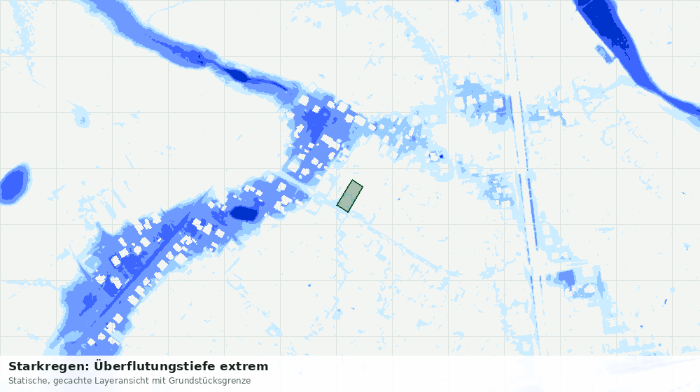 Statische Kartenansicht: Starkregen: Überflutungstiefe extrem