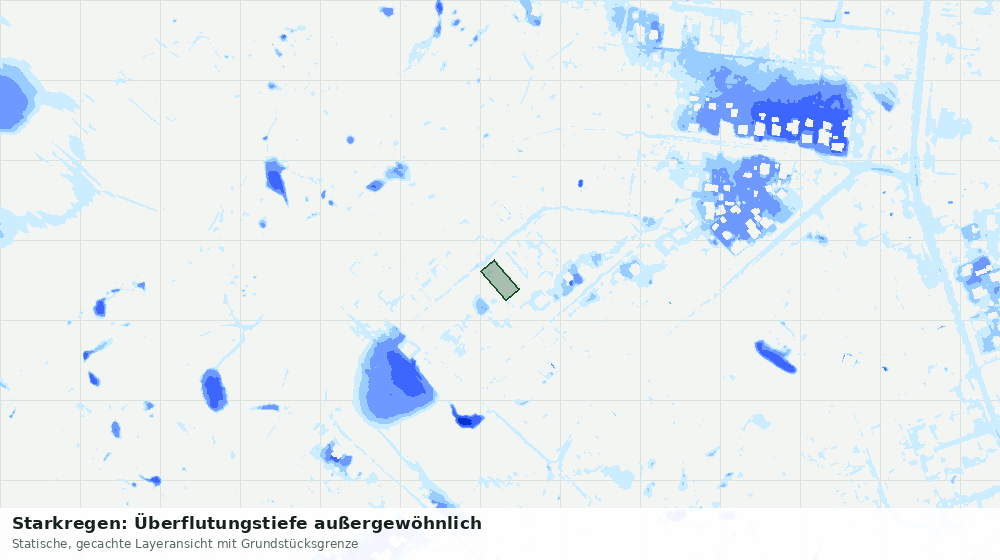 Statische Kartenansicht: Starkregen: Überflutungstiefe außergewöhnlich