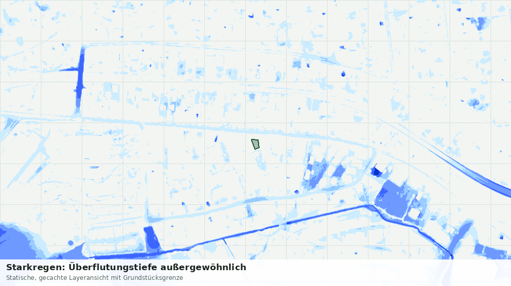Statische Kartenansicht: Starkregen: Überflutungstiefe außergewöhnlich
