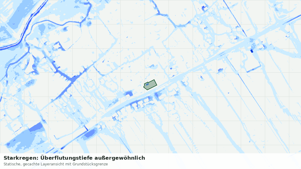 Statische Kartenansicht: Starkregen: Überflutungstiefe außergewöhnlich