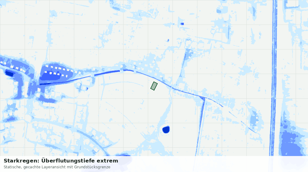 Statische Kartenansicht: Starkregen: Überflutungstiefe extrem