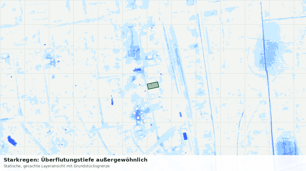 Statische Kartenansicht: Starkregen: Überflutungstiefe außergewöhnlich