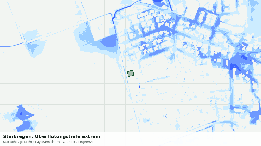 Statische Kartenansicht: Starkregen: Überflutungstiefe extrem