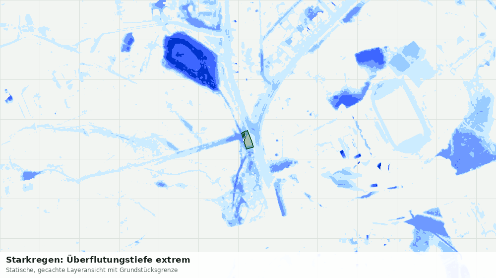 Statische Kartenansicht: Starkregen: Überflutungstiefe extrem