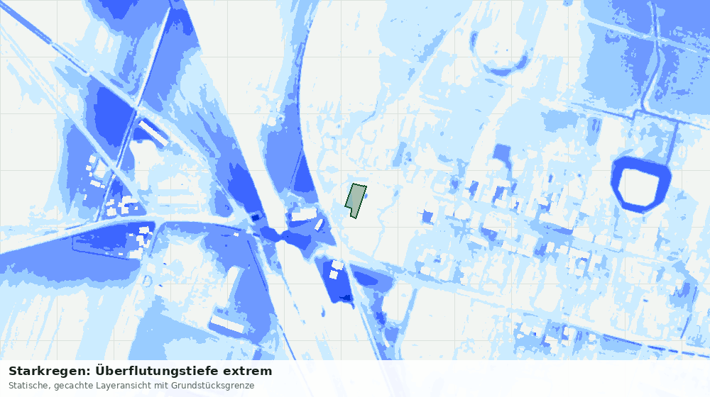 Statische Kartenansicht: Starkregen: Überflutungstiefe extrem