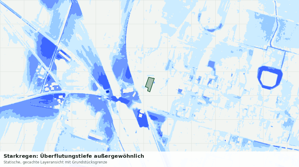Statische Kartenansicht: Starkregen: Überflutungstiefe außergewöhnlich