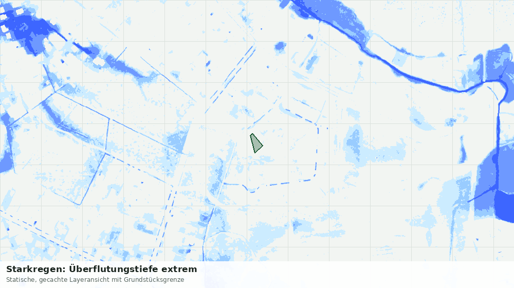 Statische Kartenansicht: Starkregen: Überflutungstiefe extrem