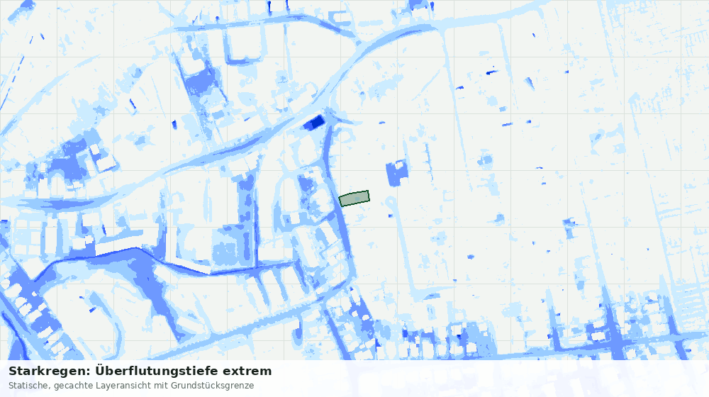 Statische Kartenansicht: Starkregen: Überflutungstiefe extrem