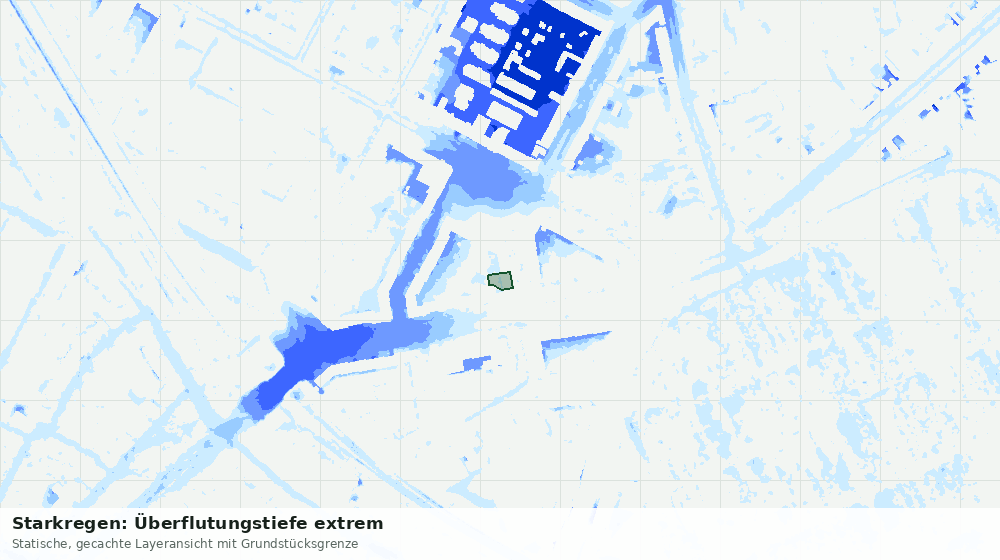Statische Kartenansicht: Starkregen: Überflutungstiefe extrem