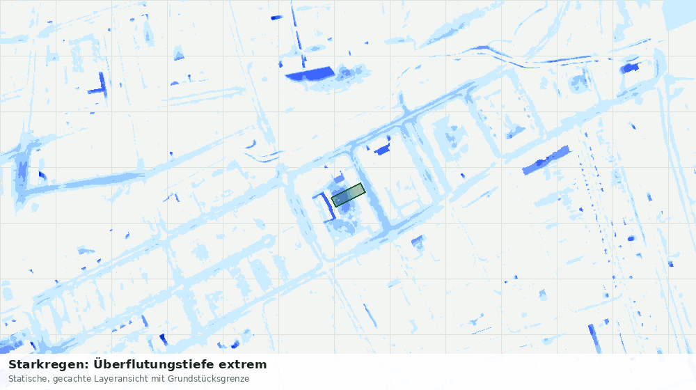 Statische Kartenansicht: Starkregen: Überflutungstiefe extrem