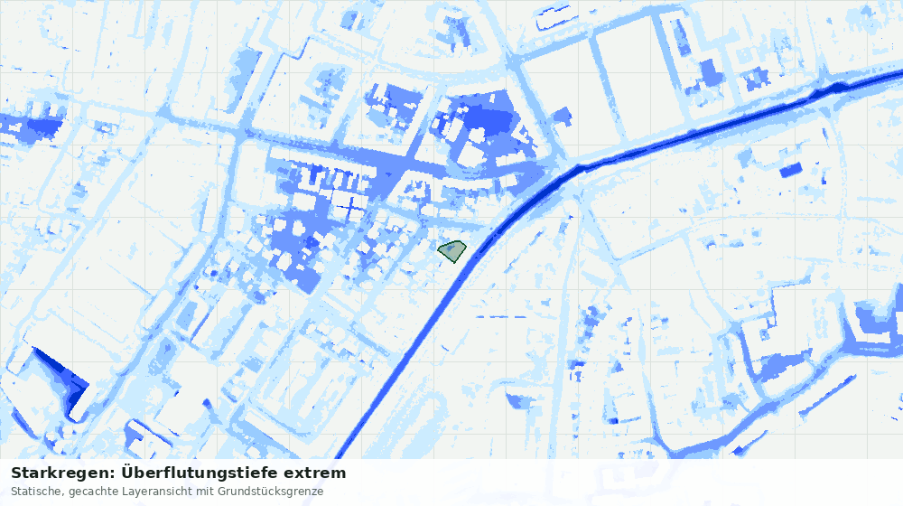 Statische Kartenansicht: Starkregen: Überflutungstiefe extrem
