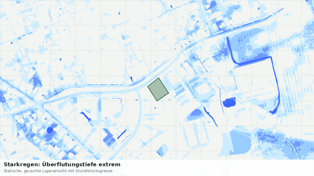 Statische Kartenansicht: Starkregen: Überflutungstiefe extrem