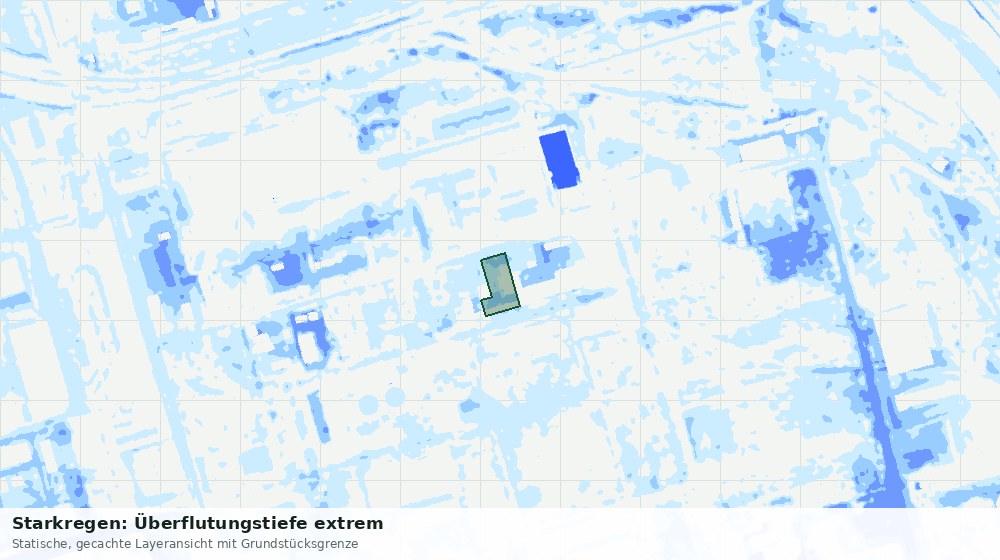 Statische Kartenansicht: Starkregen: Überflutungstiefe extrem