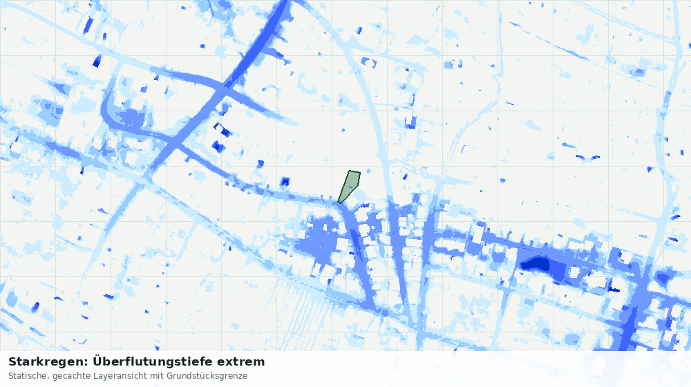 Statische Kartenansicht: Starkregen: Überflutungstiefe extrem