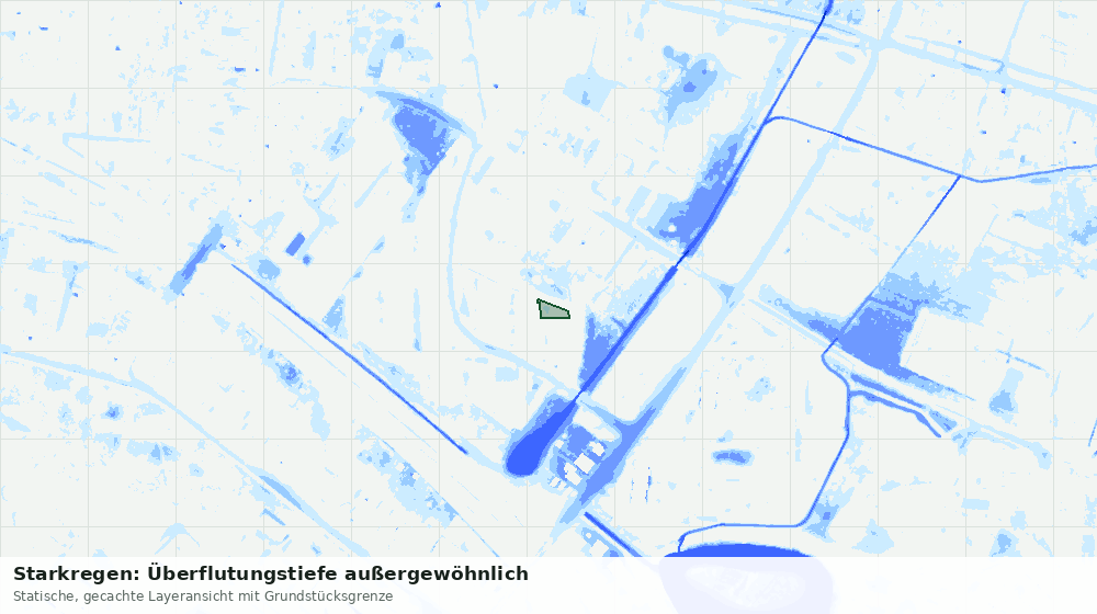 Statische Kartenansicht: Starkregen: Überflutungstiefe außergewöhnlich