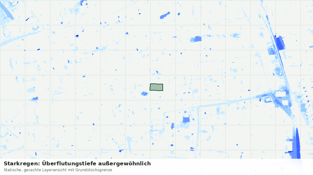 Statische Kartenansicht: Starkregen: Überflutungstiefe außergewöhnlich
