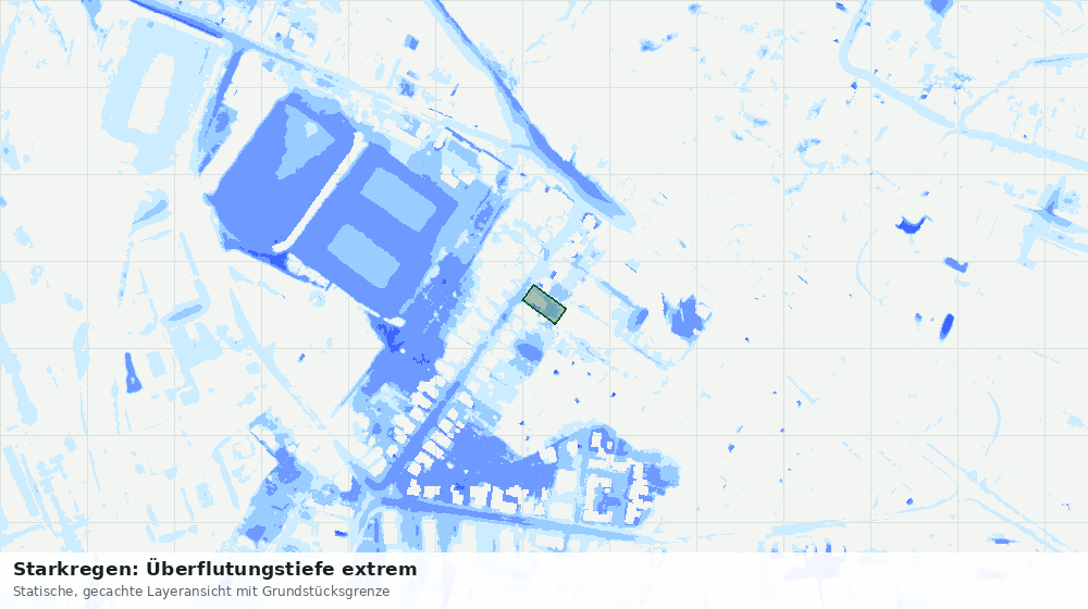 Statische Kartenansicht: Starkregen: Überflutungstiefe extrem