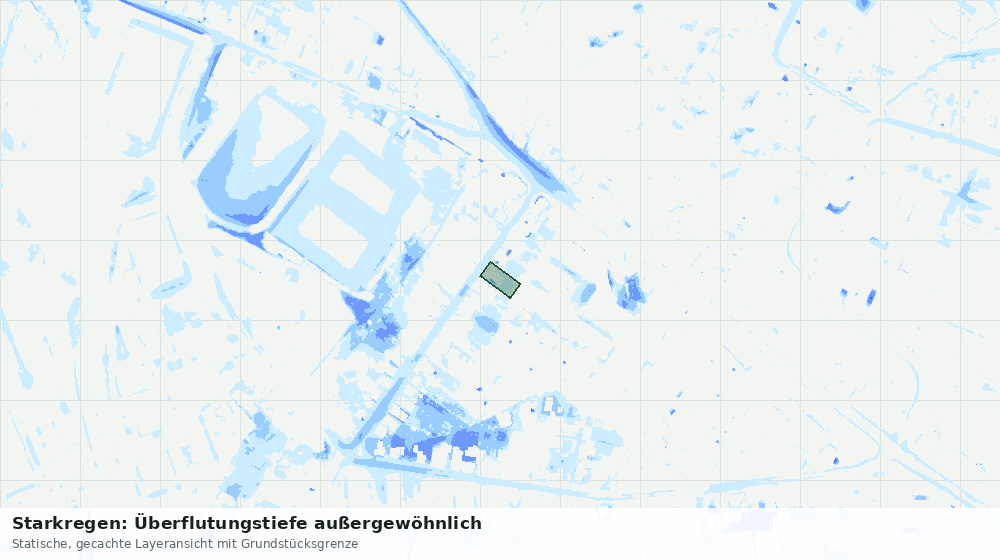 Statische Kartenansicht: Starkregen: Überflutungstiefe außergewöhnlich