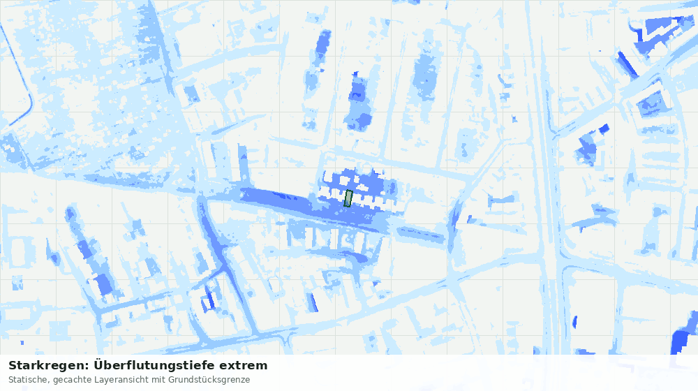 Statische Kartenansicht: Starkregen: Überflutungstiefe extrem