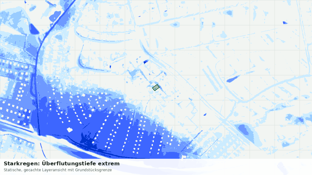 Statische Kartenansicht: Starkregen: Überflutungstiefe extrem