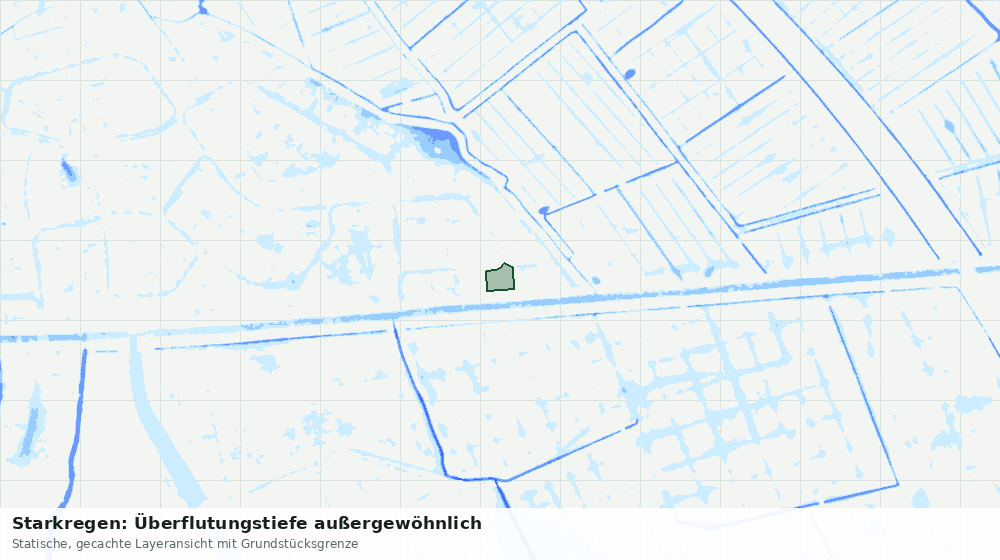 Statische Kartenansicht: Starkregen: Überflutungstiefe außergewöhnlich