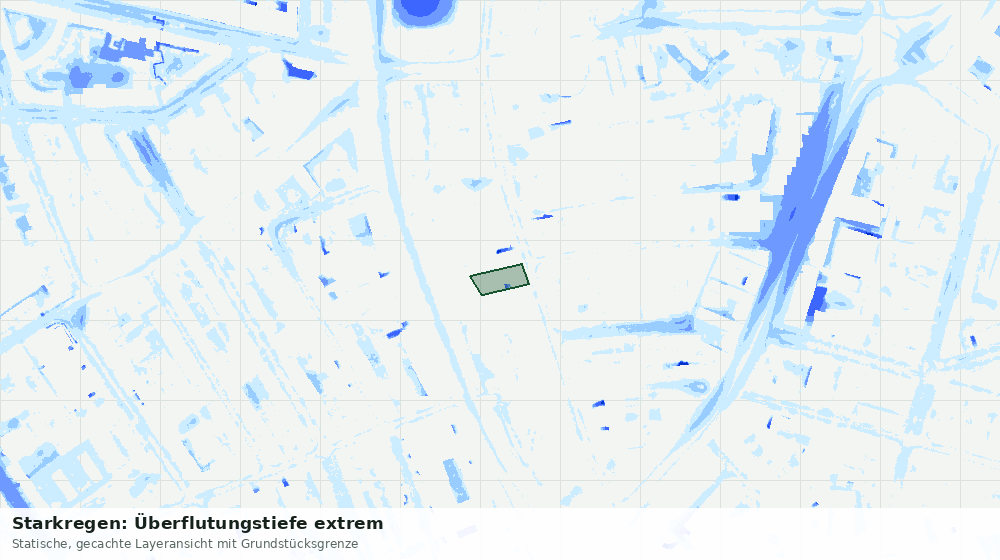 Statische Kartenansicht: Starkregen: Überflutungstiefe extrem