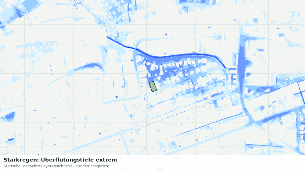 Statische Kartenansicht: Starkregen: Überflutungstiefe extrem