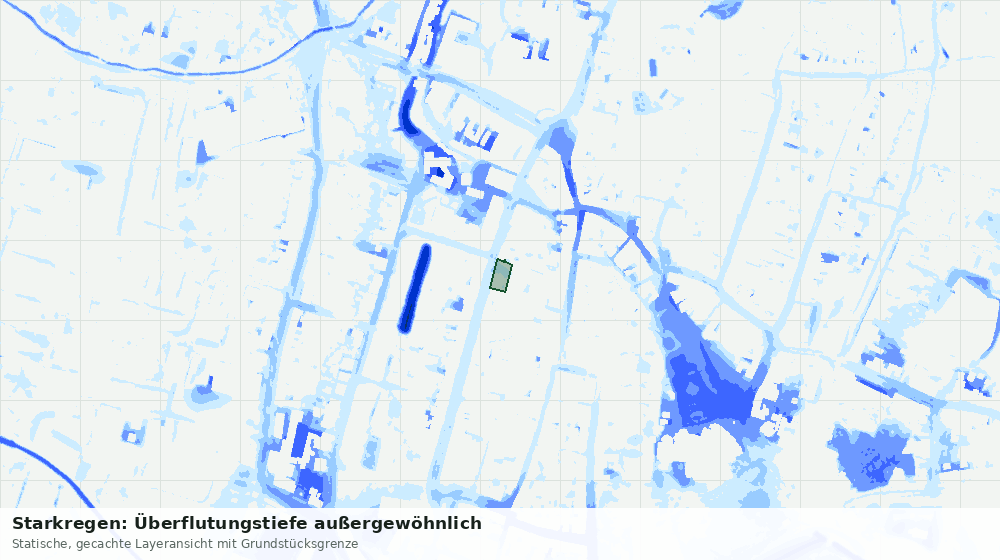 Statische Kartenansicht: Starkregen: Überflutungstiefe außergewöhnlich