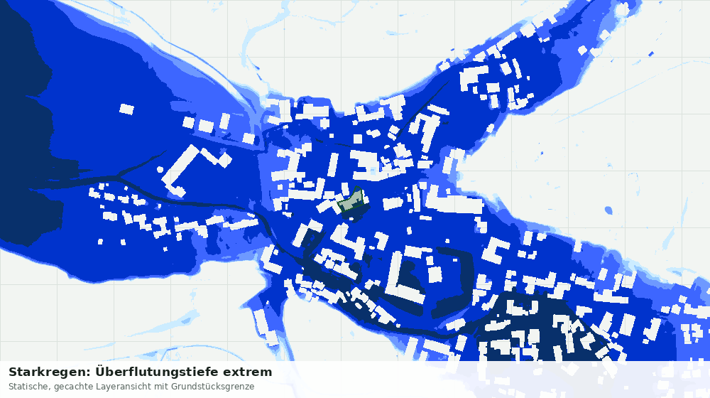 Statische Kartenansicht: Starkregen: Überflutungstiefe extrem