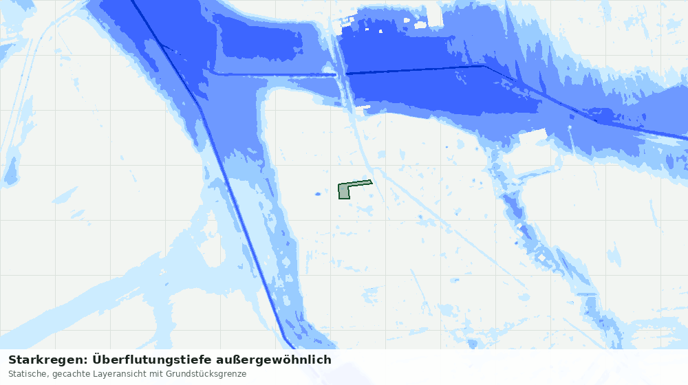 Statische Kartenansicht: Starkregen: Überflutungstiefe außergewöhnlich