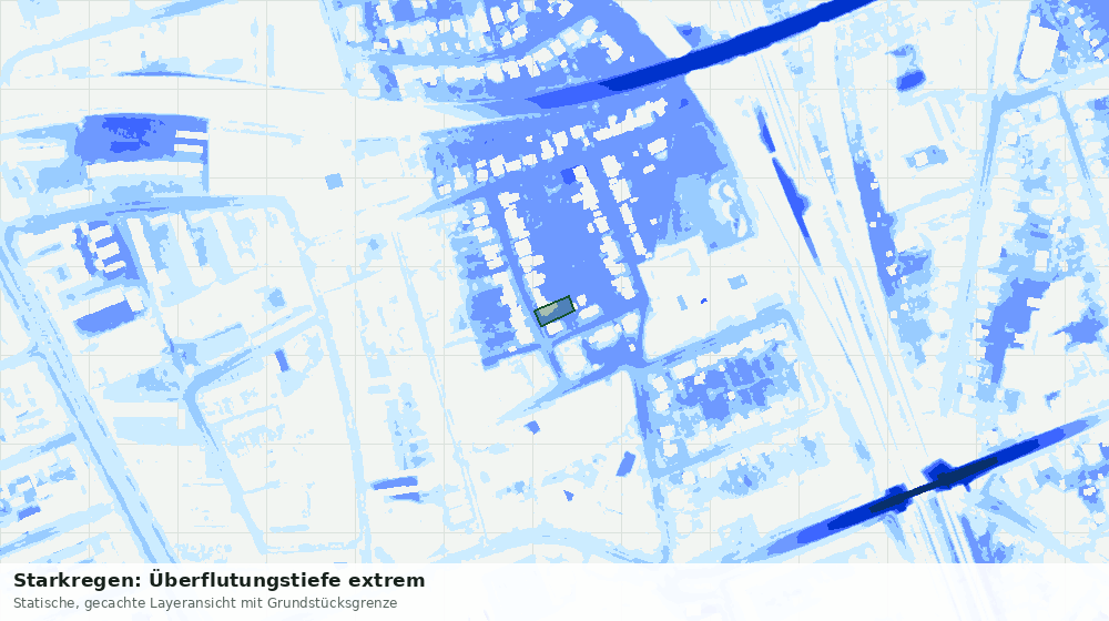 Statische Kartenansicht: Starkregen: Überflutungstiefe extrem