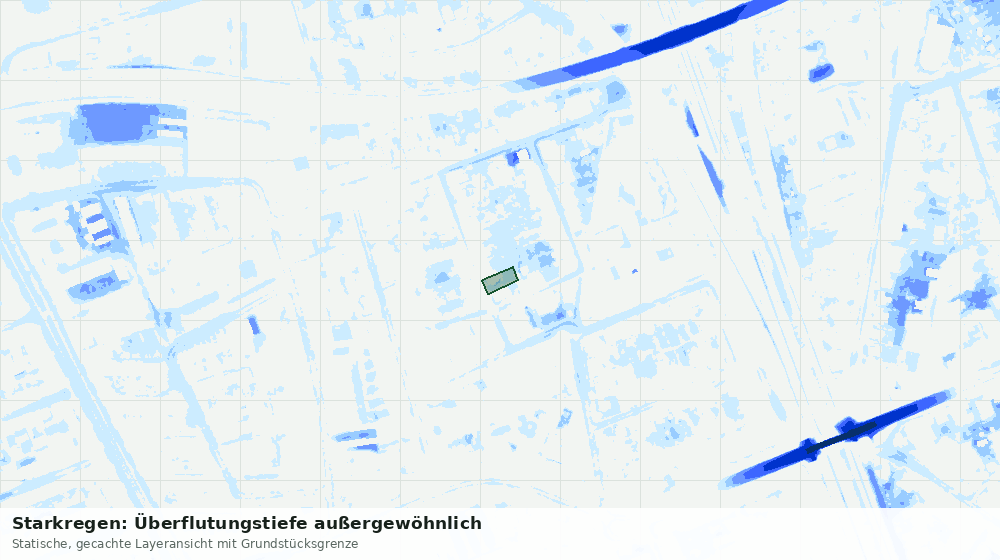 Statische Kartenansicht: Starkregen: Überflutungstiefe außergewöhnlich