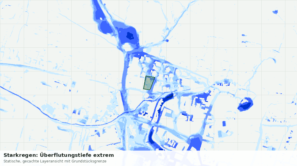 Statische Kartenansicht: Starkregen: Überflutungstiefe extrem