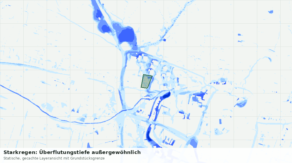 Statische Kartenansicht: Starkregen: Überflutungstiefe außergewöhnlich