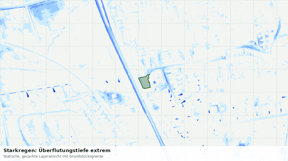 Statische Kartenansicht: Starkregen: Überflutungstiefe extrem
