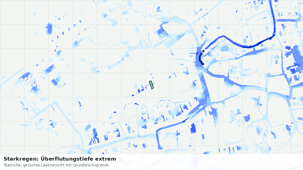 Statische Kartenansicht: Starkregen: Überflutungstiefe extrem