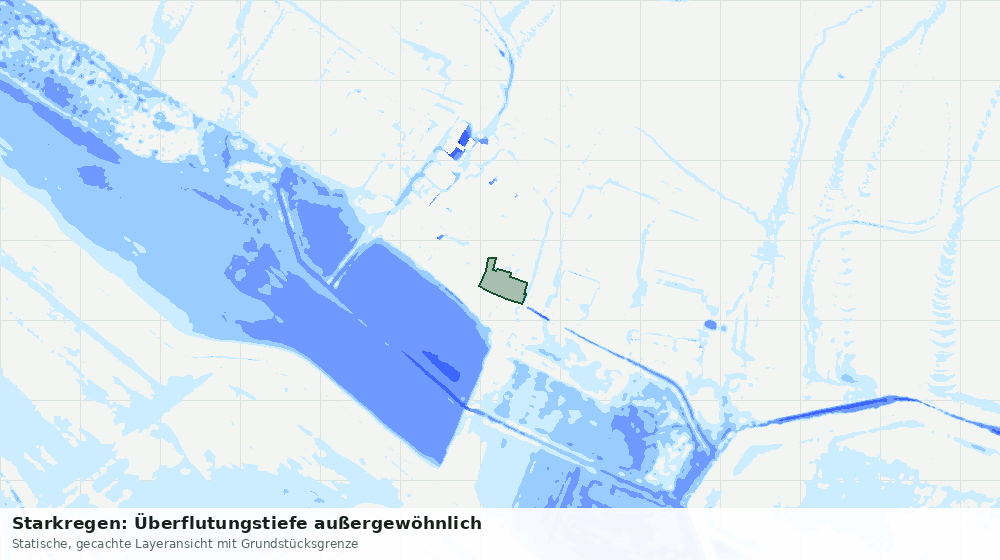 Statische Kartenansicht: Starkregen: Überflutungstiefe außergewöhnlich