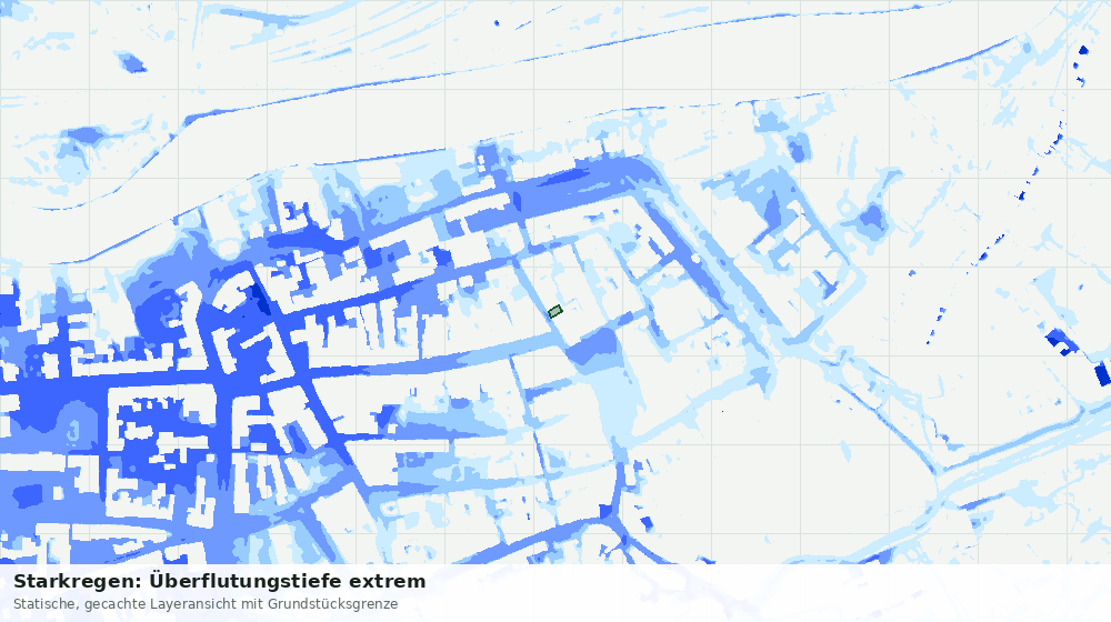 Statische Kartenansicht: Starkregen: Überflutungstiefe extrem