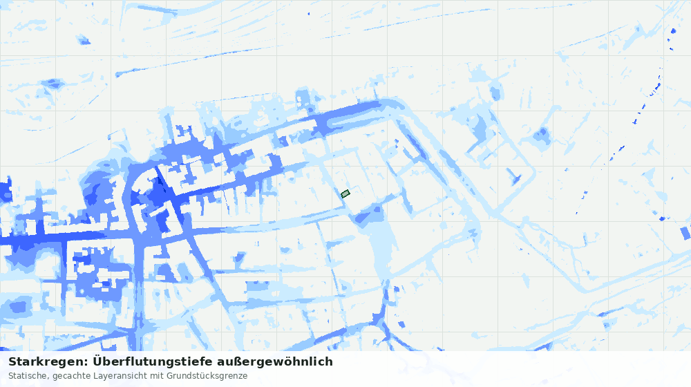 Statische Kartenansicht: Starkregen: Überflutungstiefe außergewöhnlich
